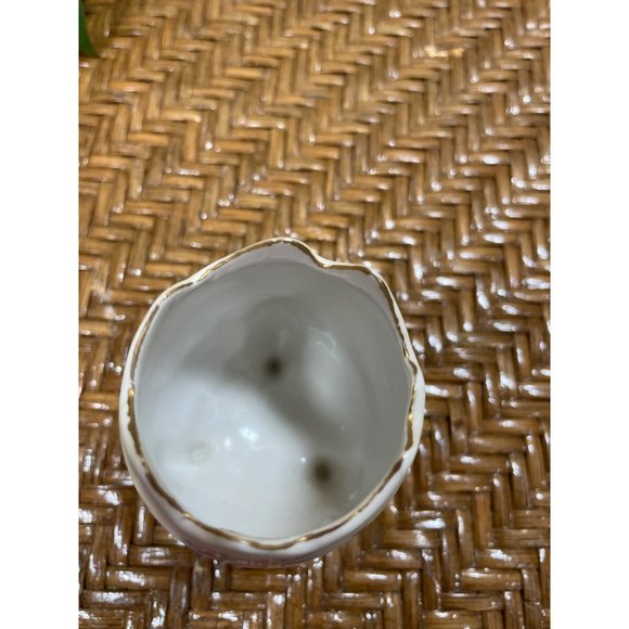 Vintage Geo Z Lefton Egg Cup Vase Handpainted Girl Flowers Spring Easter - Picture 4 of 14